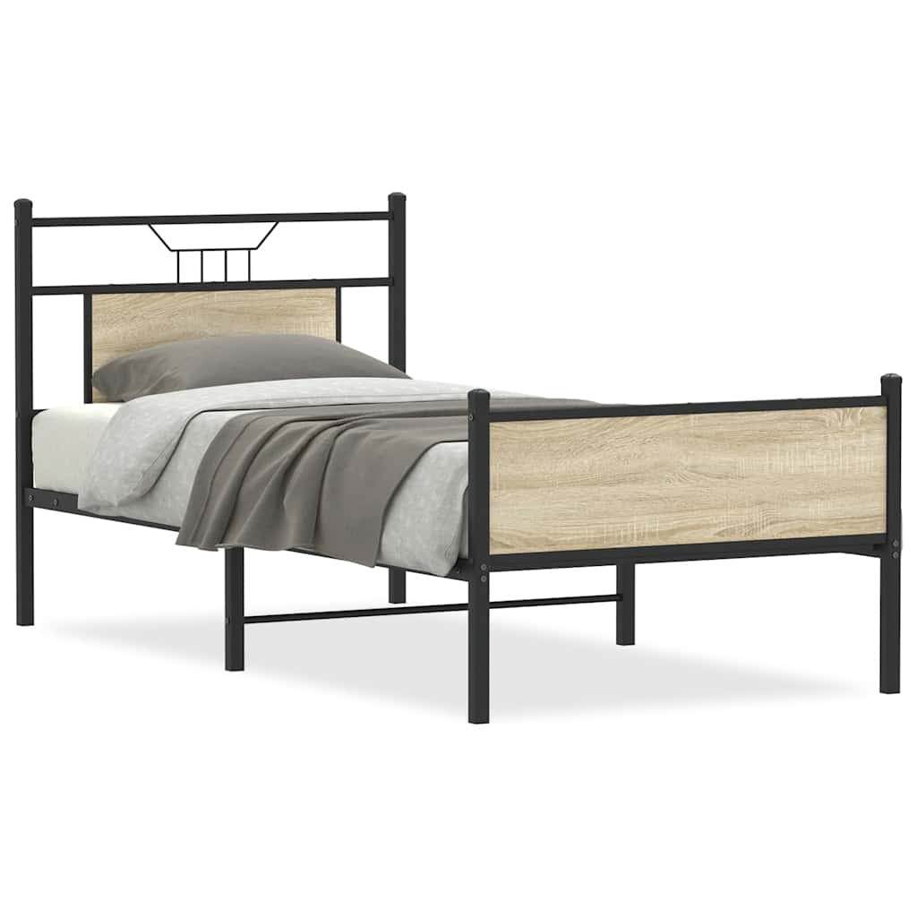 Bed frame without mattress Sonoma oak 90x200 cm wood material