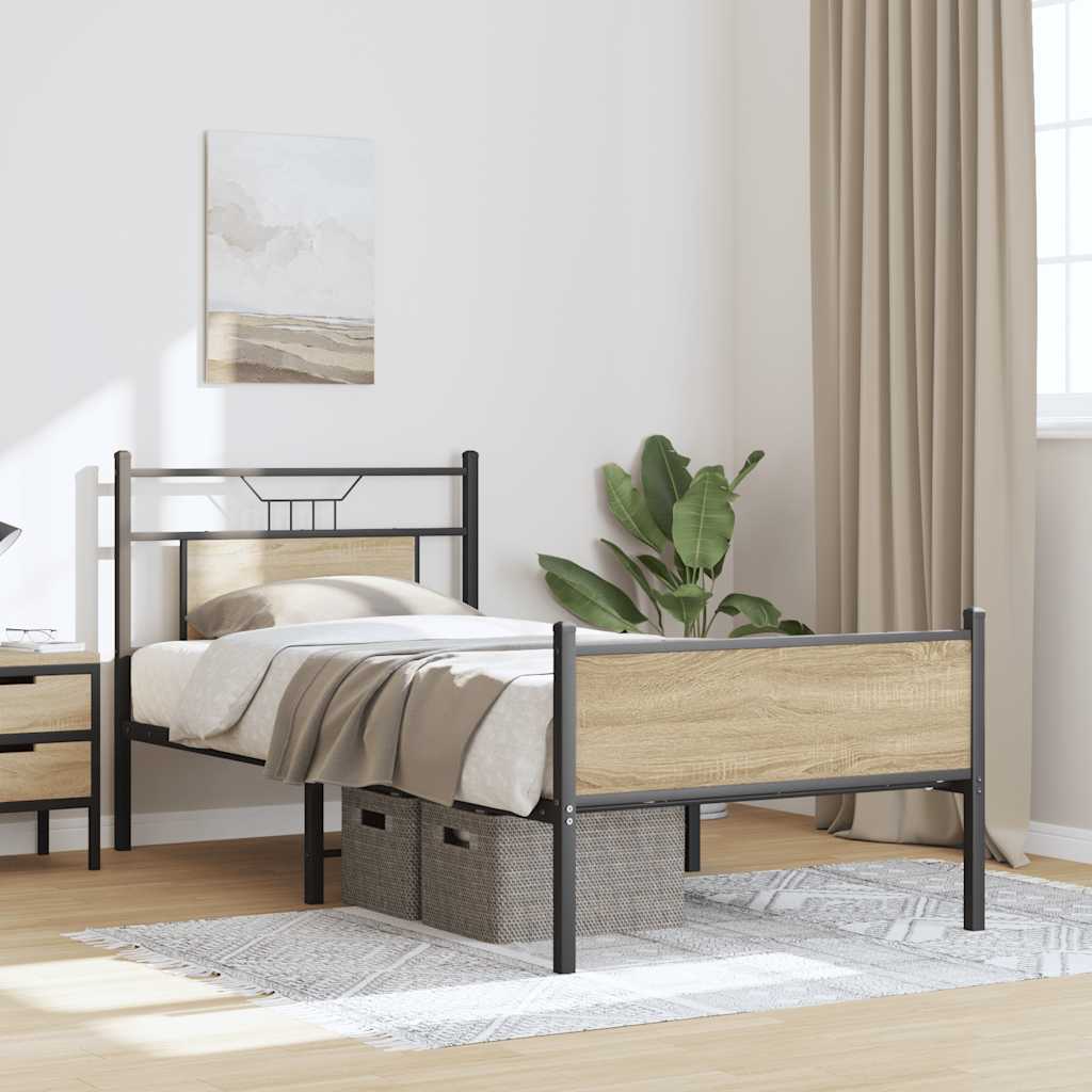 Bed frame without mattress Sonoma oak 90x200 cm wood material