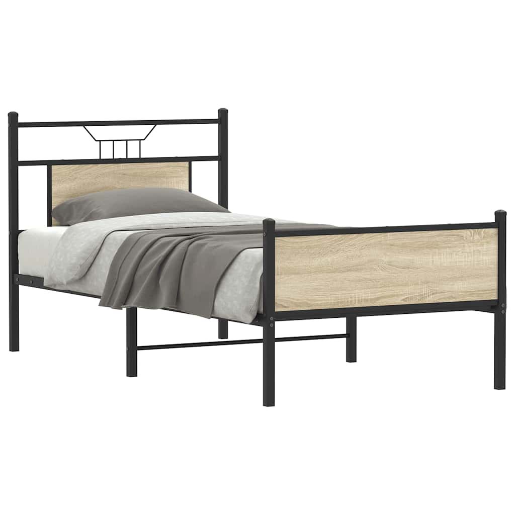 Bed frame without mattress Sonoma oak 90x200 cm wood material