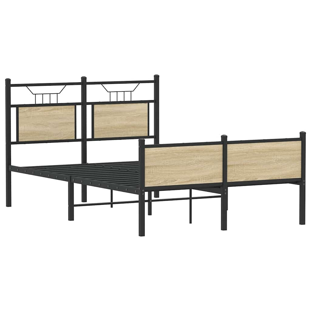 Bed frame without mattress Sonoma oak 120x200 cm wood material