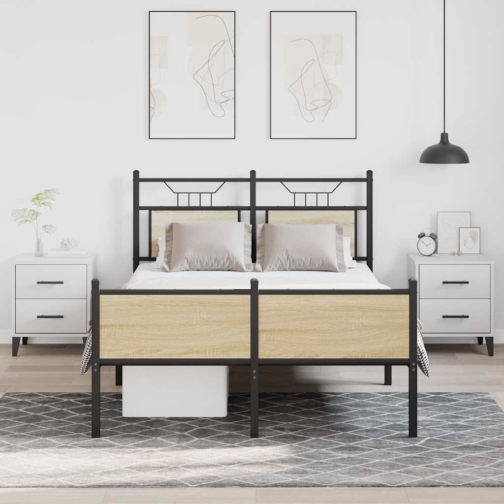 Bed frame without mattress Sonoma oak 120x200 cm wood material