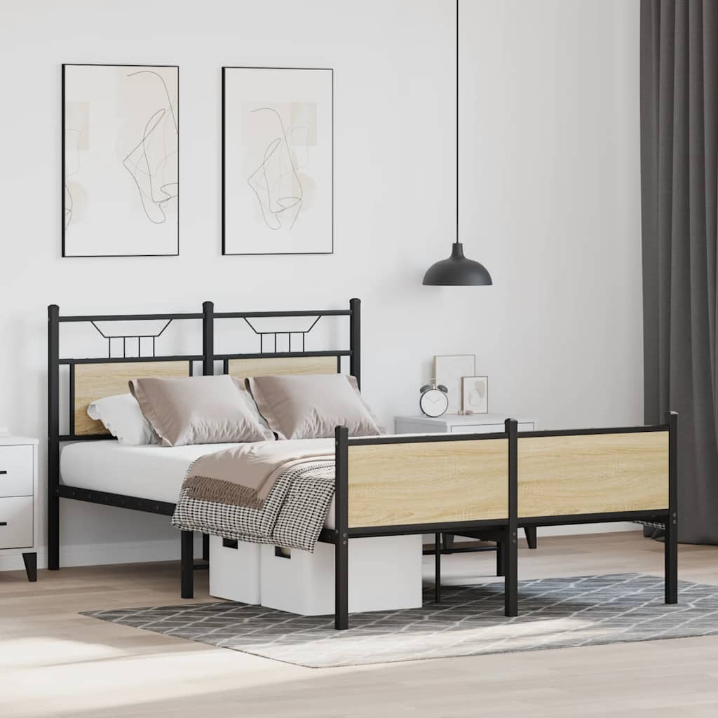 Bed frame without mattress Sonoma oak 120x200 cm wood material