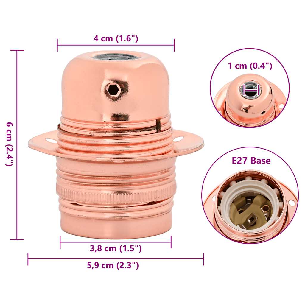 Lamp holders 2 pieces rose gold E27