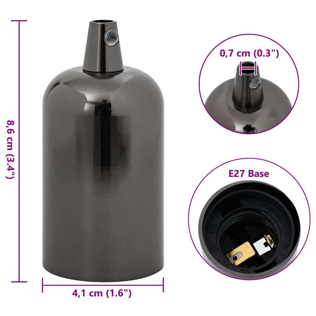 Lamp holders 2 pcs. Glossy Black E27