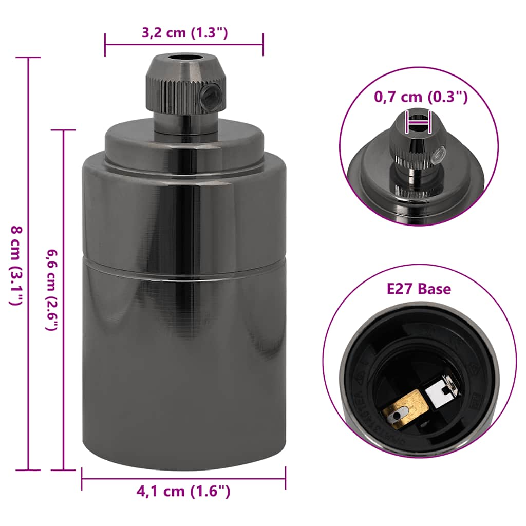 Lampenfassungen 2 Stk. Glänzend Schwarz E27