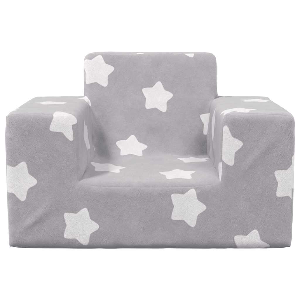 Children's Sofa Light Grey with Stars Soft Plush