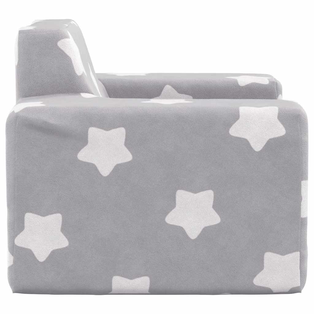 Children's Sofa Light Grey with Stars Soft Plush