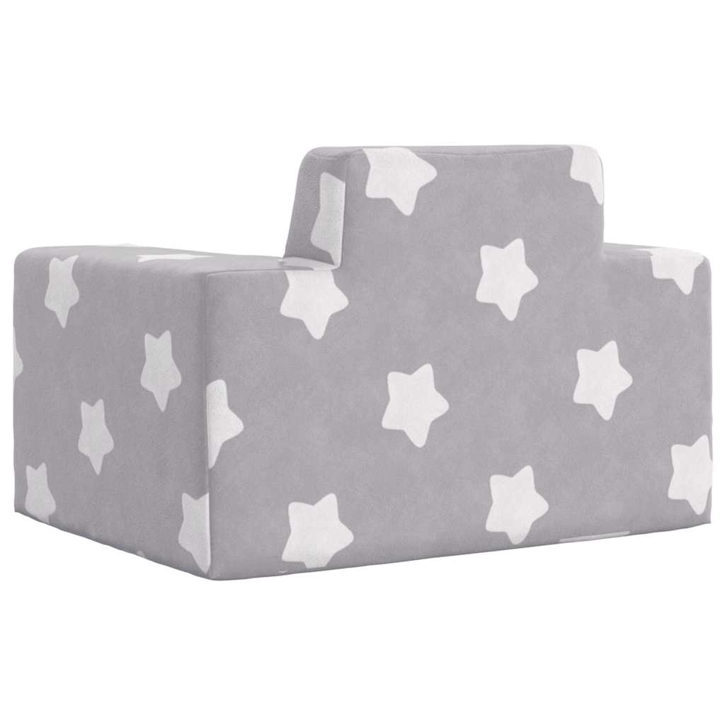 Children's Sofa Light Grey with Stars Soft Plush