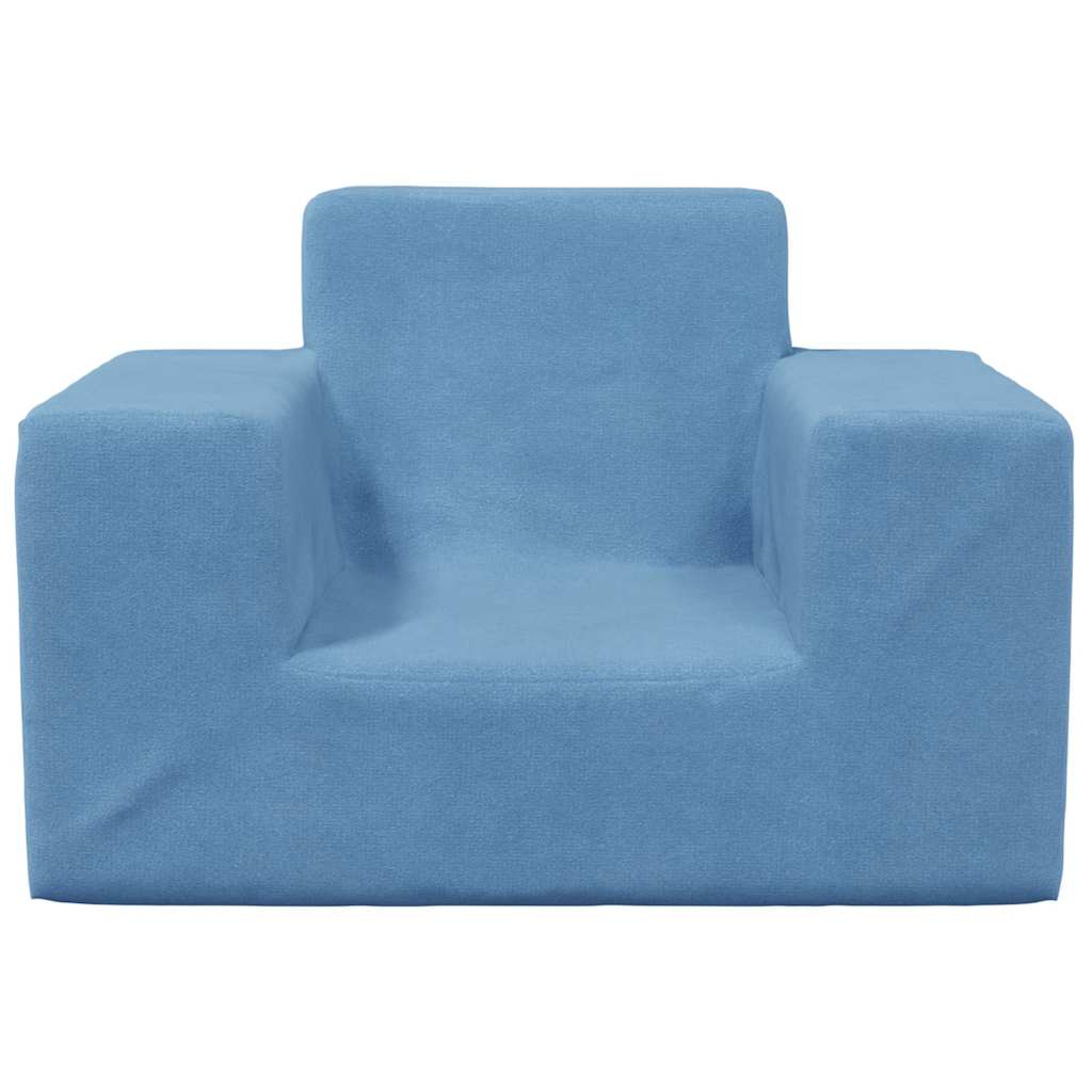 Kindersofa Blau Weich Plüsch