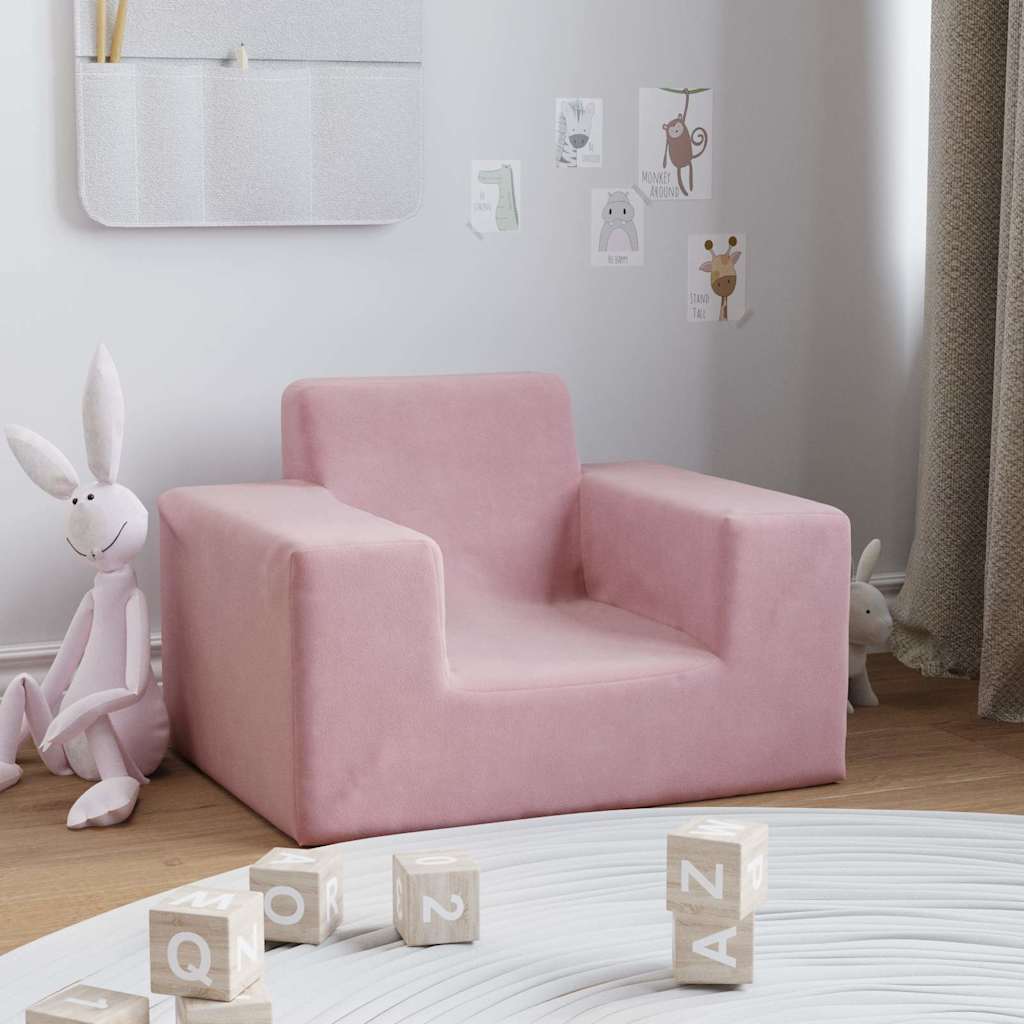 Children's Sofa Pink Soft Plush