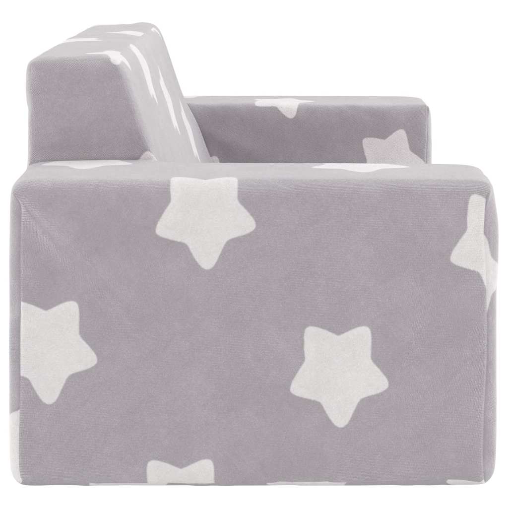 Children's Sofa 2-Seater Light Grey with Stars Soft Plush