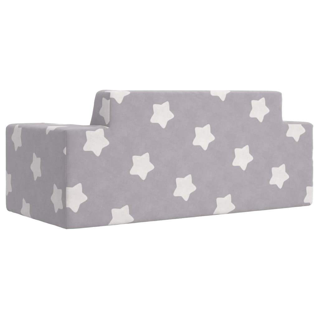 Children's Sofa 2-Seater Light Grey with Stars Soft Plush