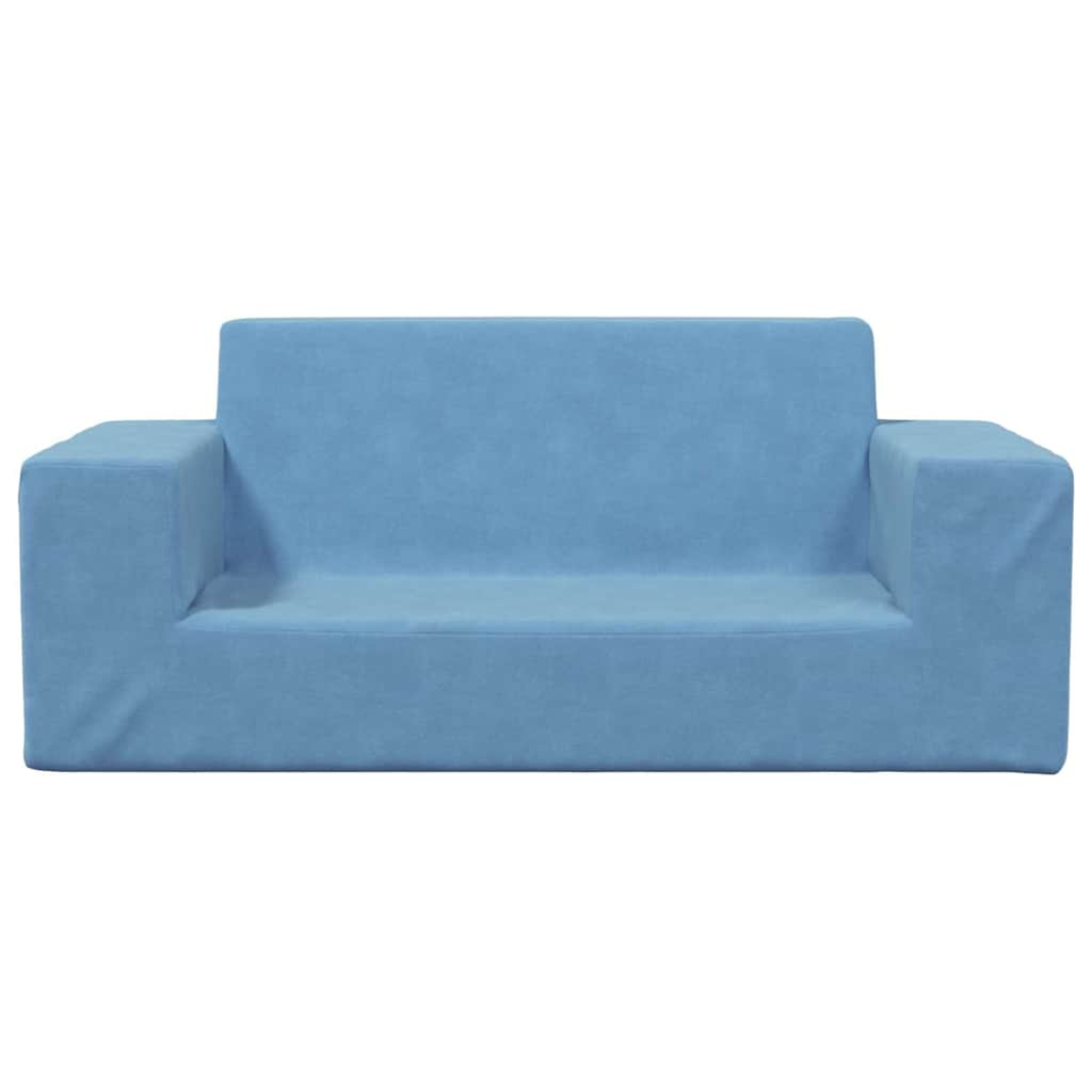 Children's Sofa 2-Seater Blue Soft Plush