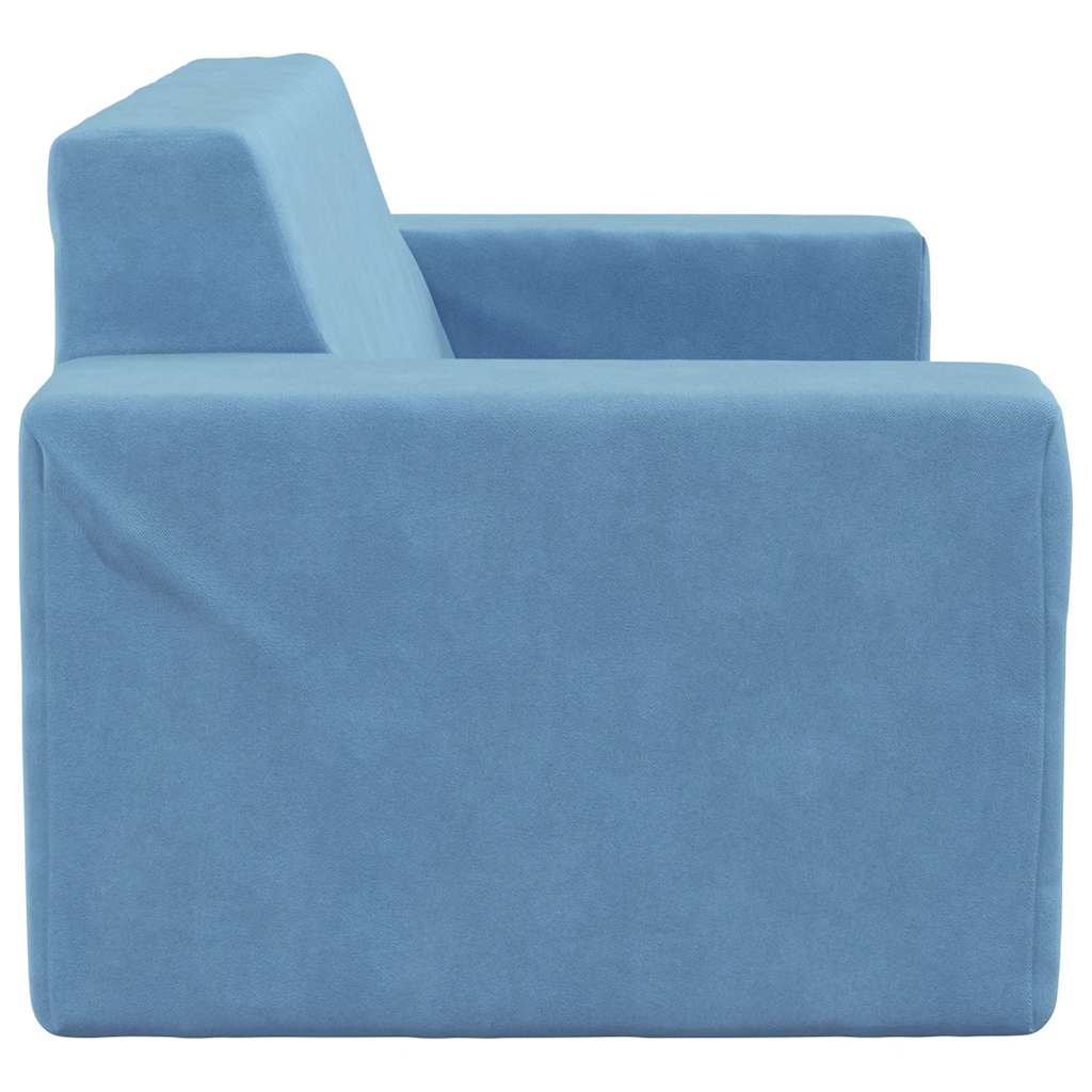 Children's Sofa 2-Seater Blue Soft Plush