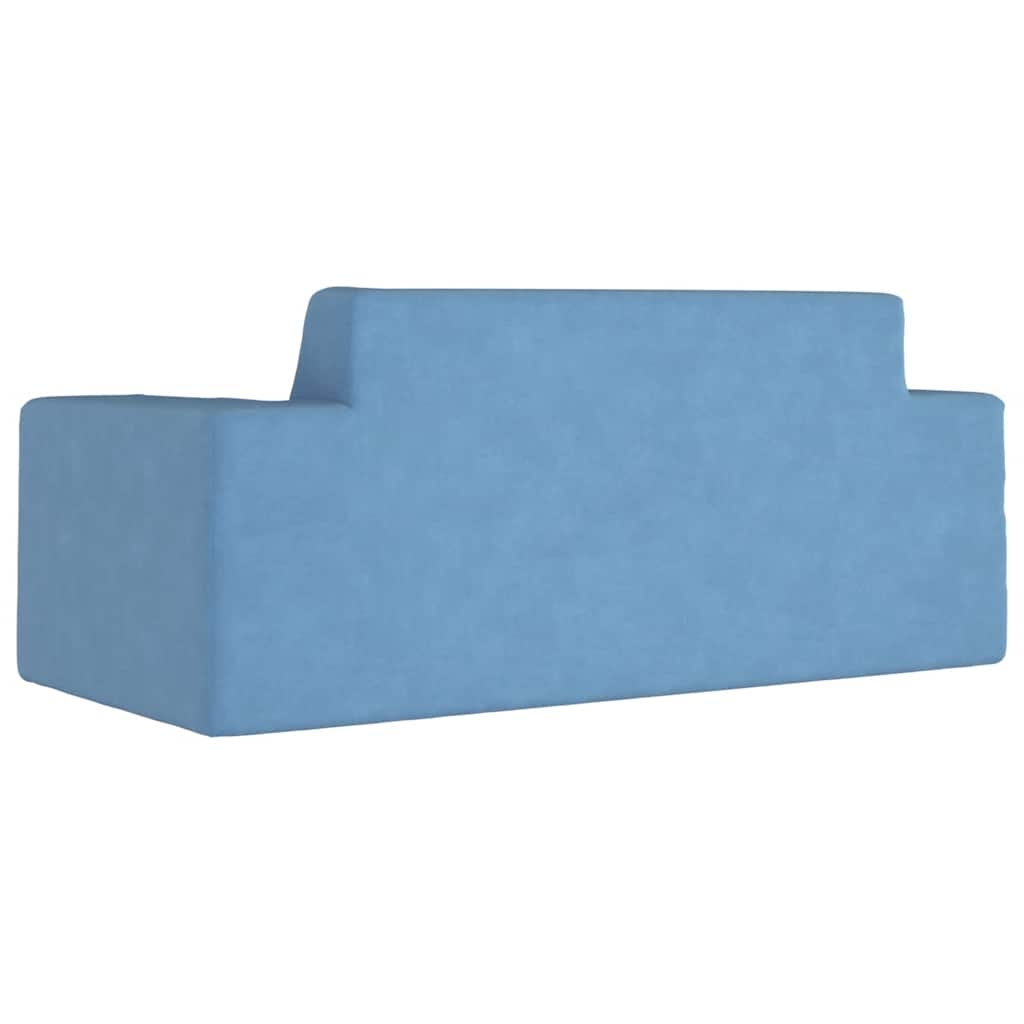 Children's Sofa 2-Seater Blue Soft Plush