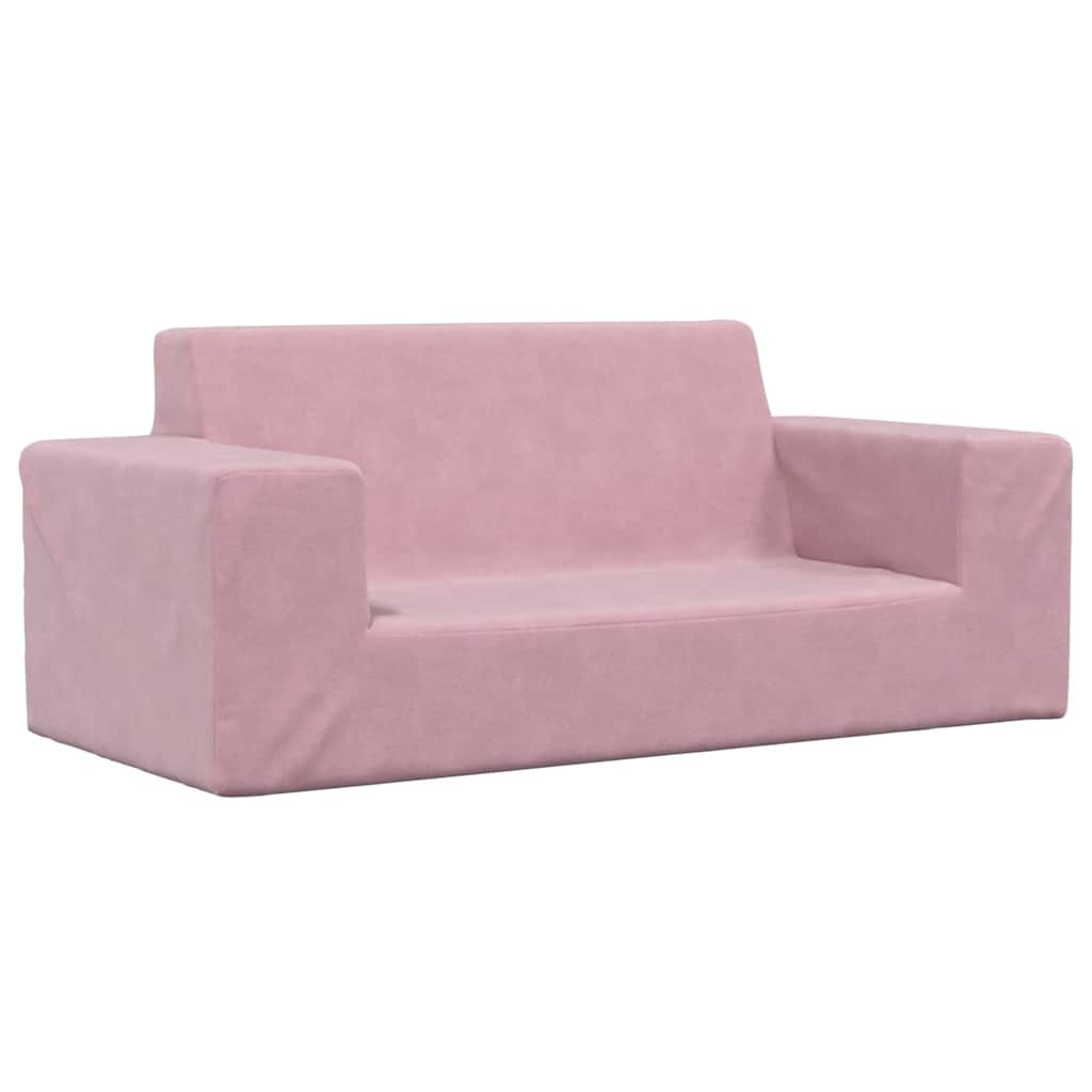 Kindersofa 2-Sitzer Rosa Weich Plüsch