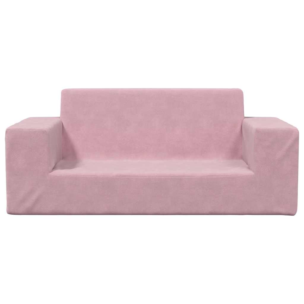 Kindersofa 2-Sitzer Rosa Weich Plüsch