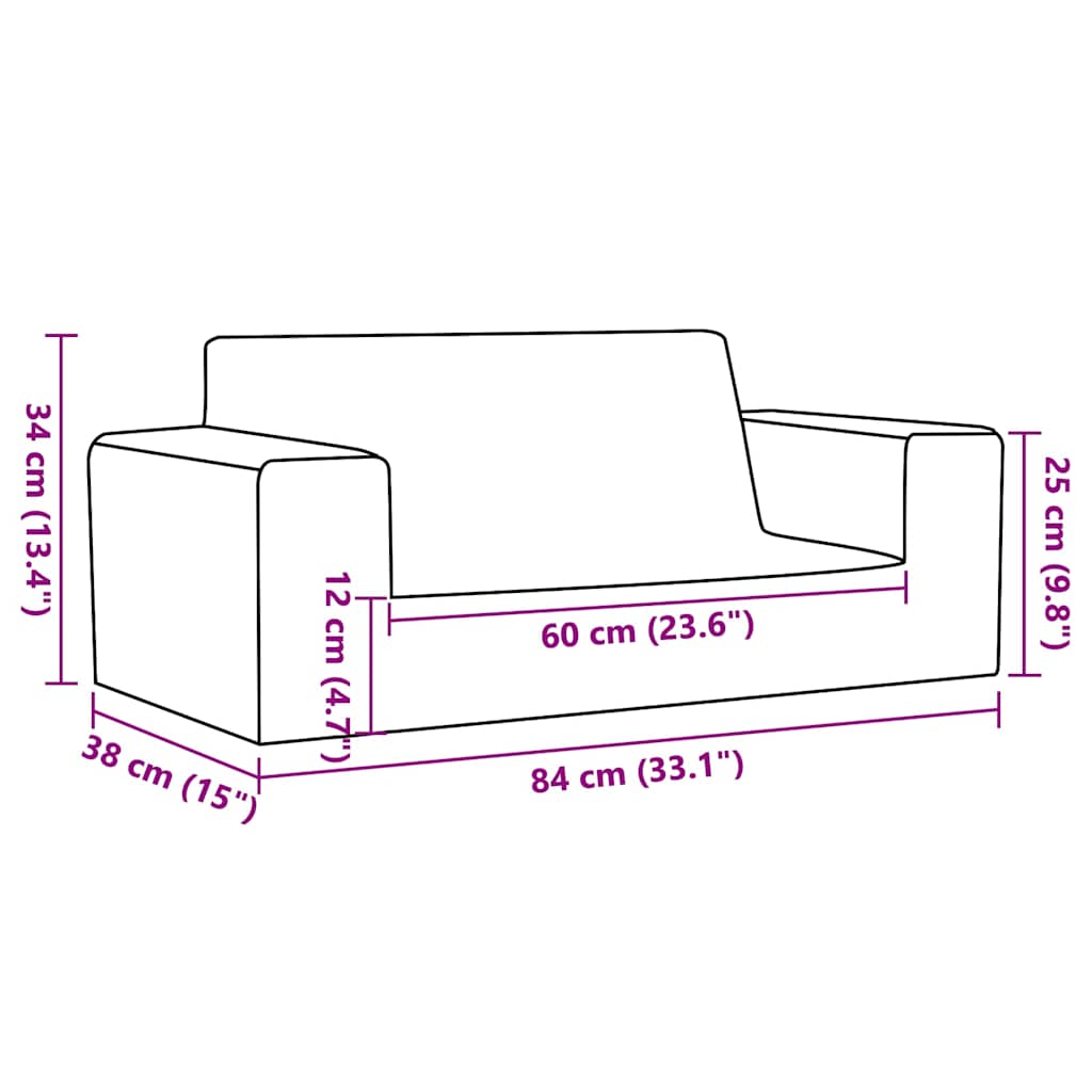 Children's Sofa 2-Seater Pink Soft Plush