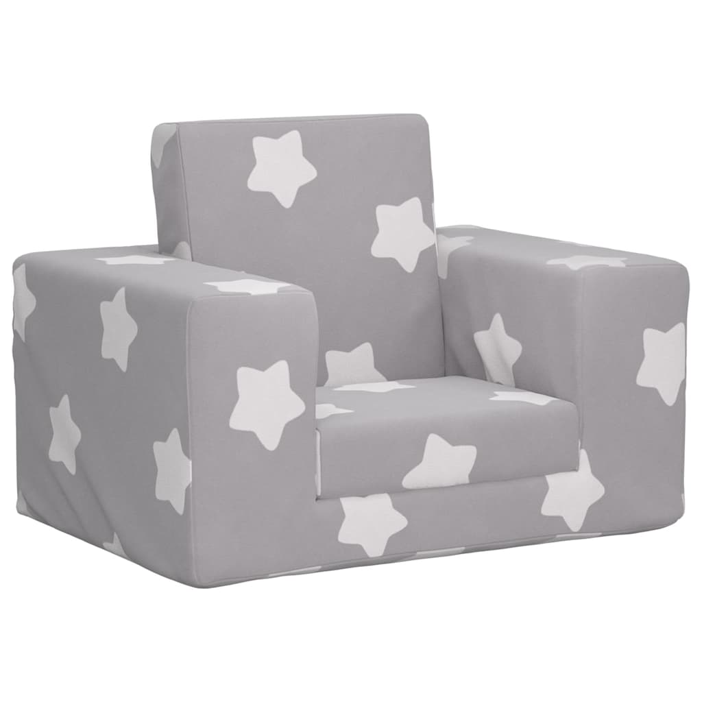 Sofa Bed for Children Light Gray Stars Soft Plush