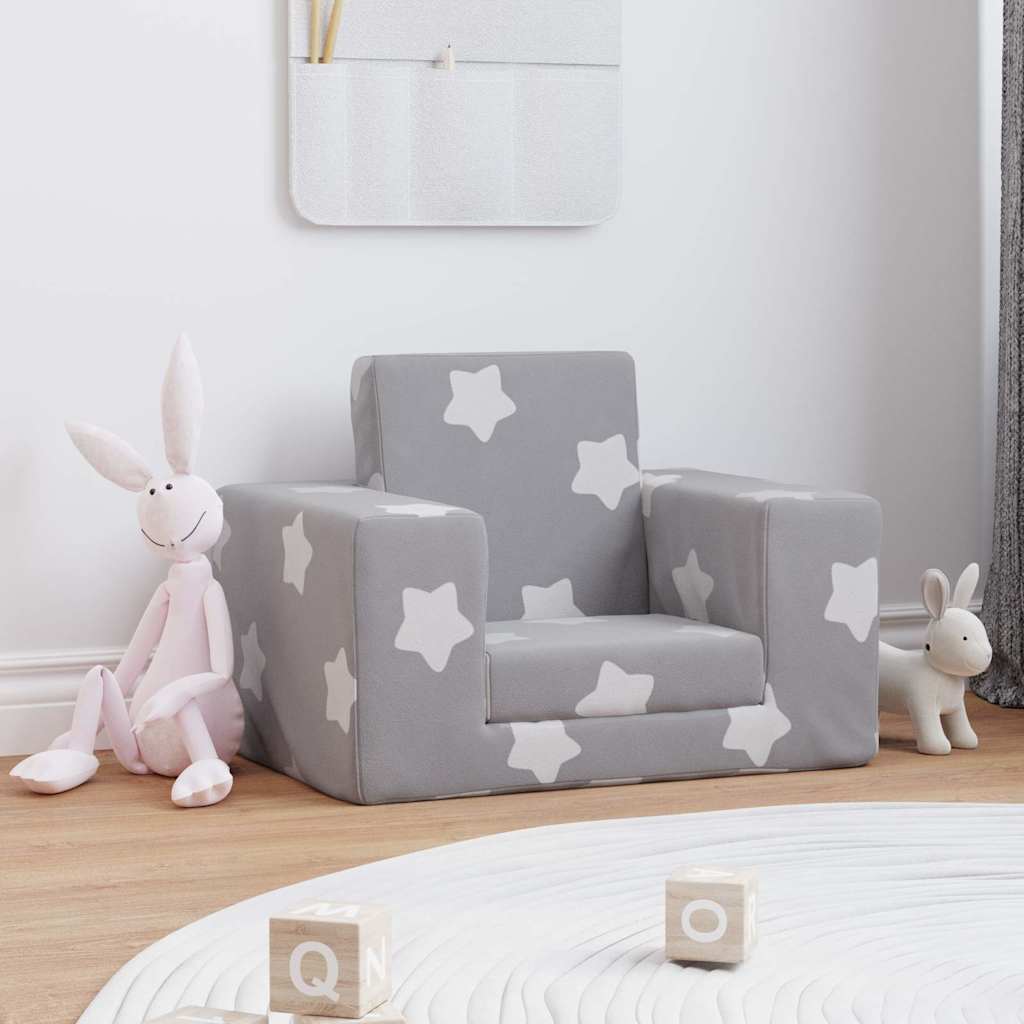 Sofa Bed for Children Light Gray Stars Soft Plush