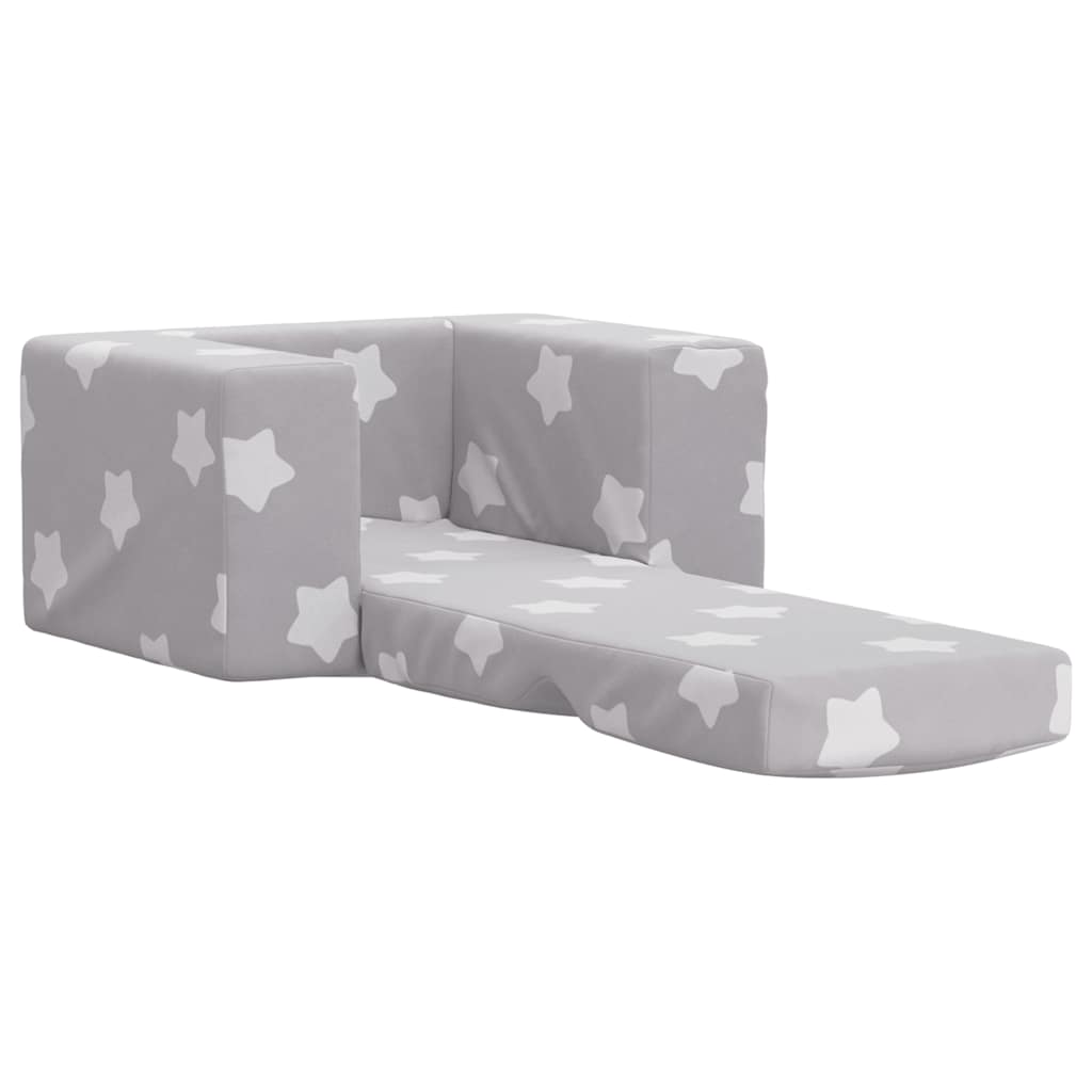 Sofa Bed for Children Light Gray Stars Soft Plush