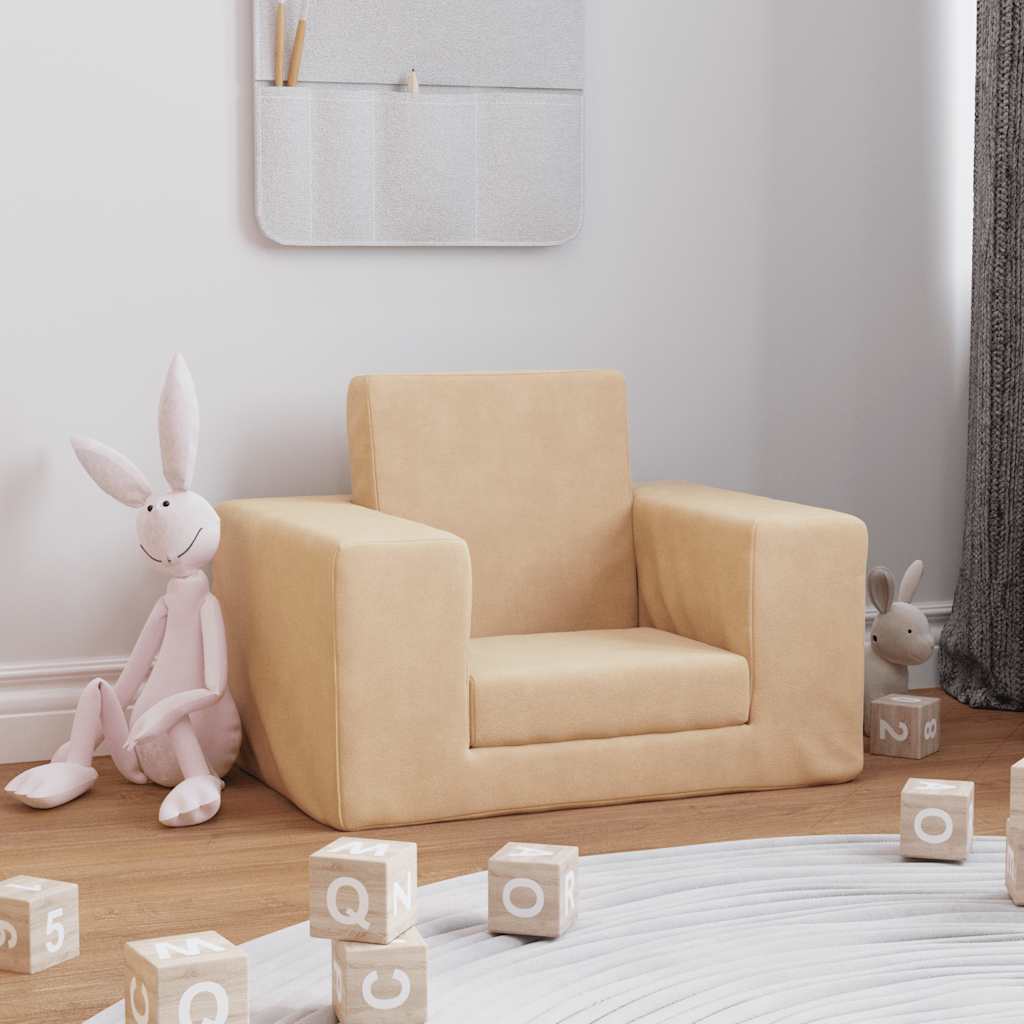 Sofa Bed for Children Cream Soft Plush