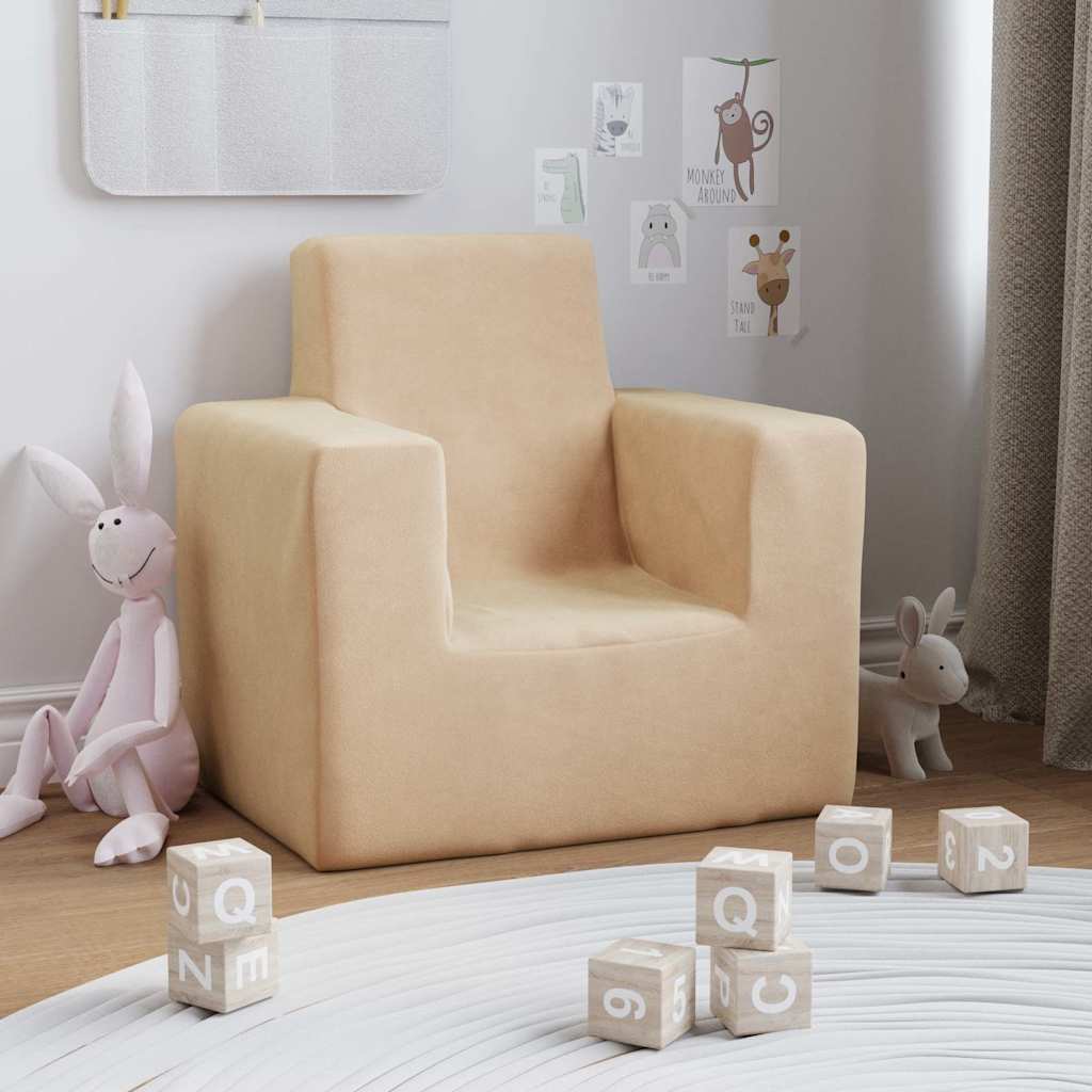 Children's Sofa Cream Soft Plush