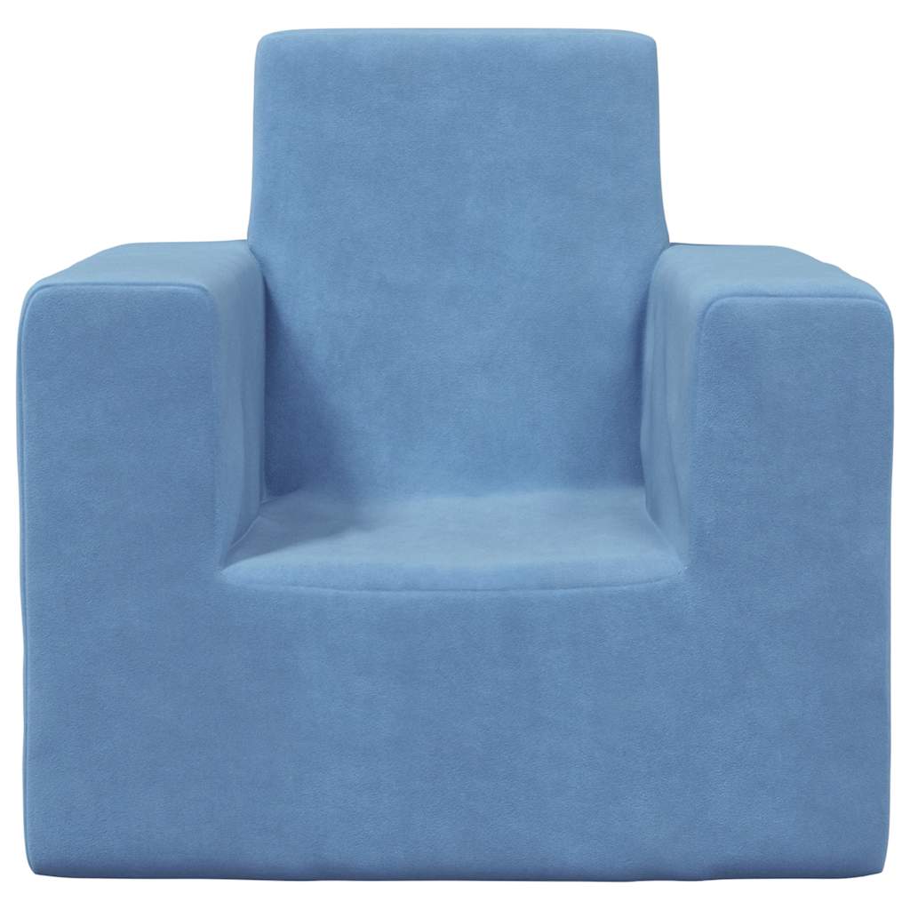 Kindersofa Blau Weich Plüsch