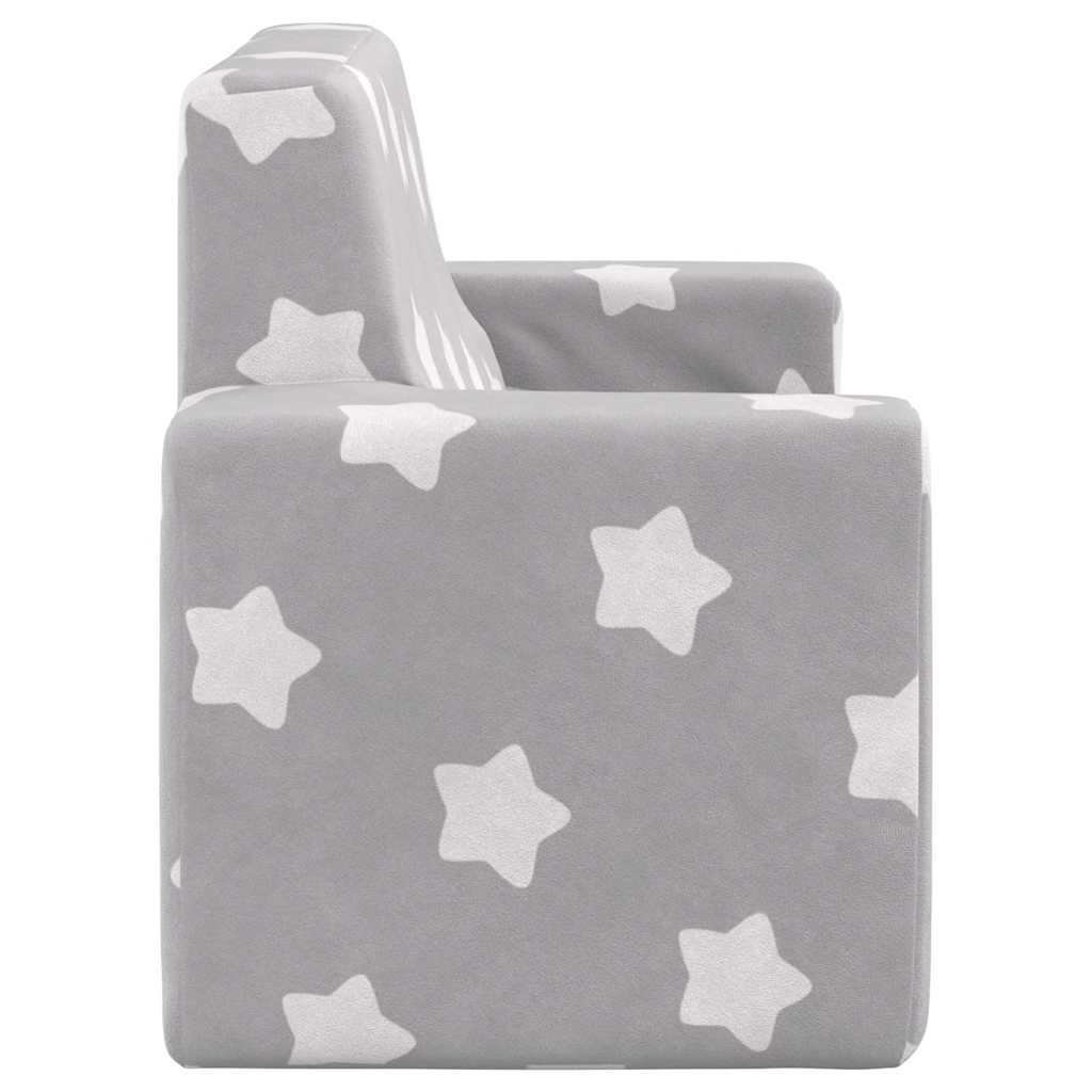 Children's Sofa 2-Seater Light Grey with Stars Soft Plush