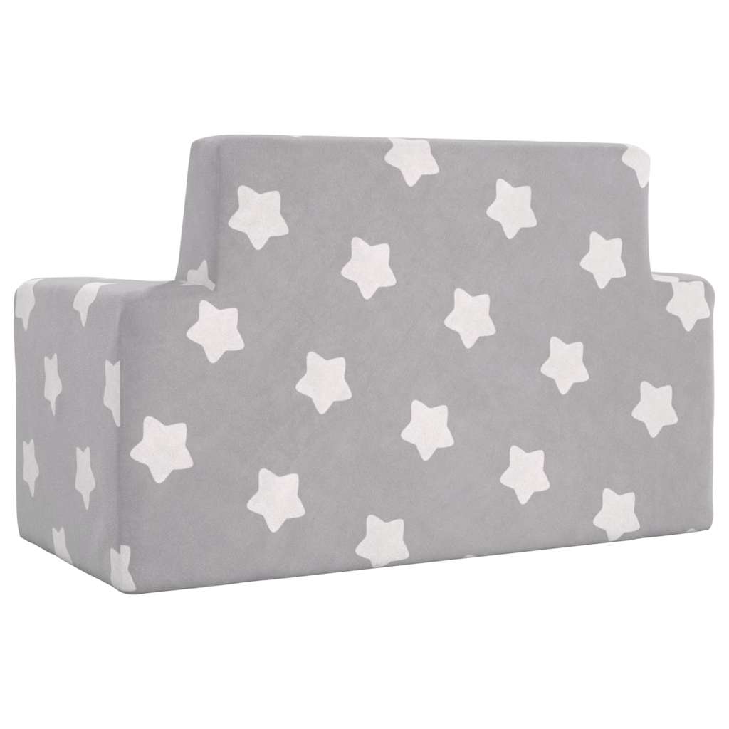 Children's Sofa 2-Seater Light Grey with Stars Soft Plush