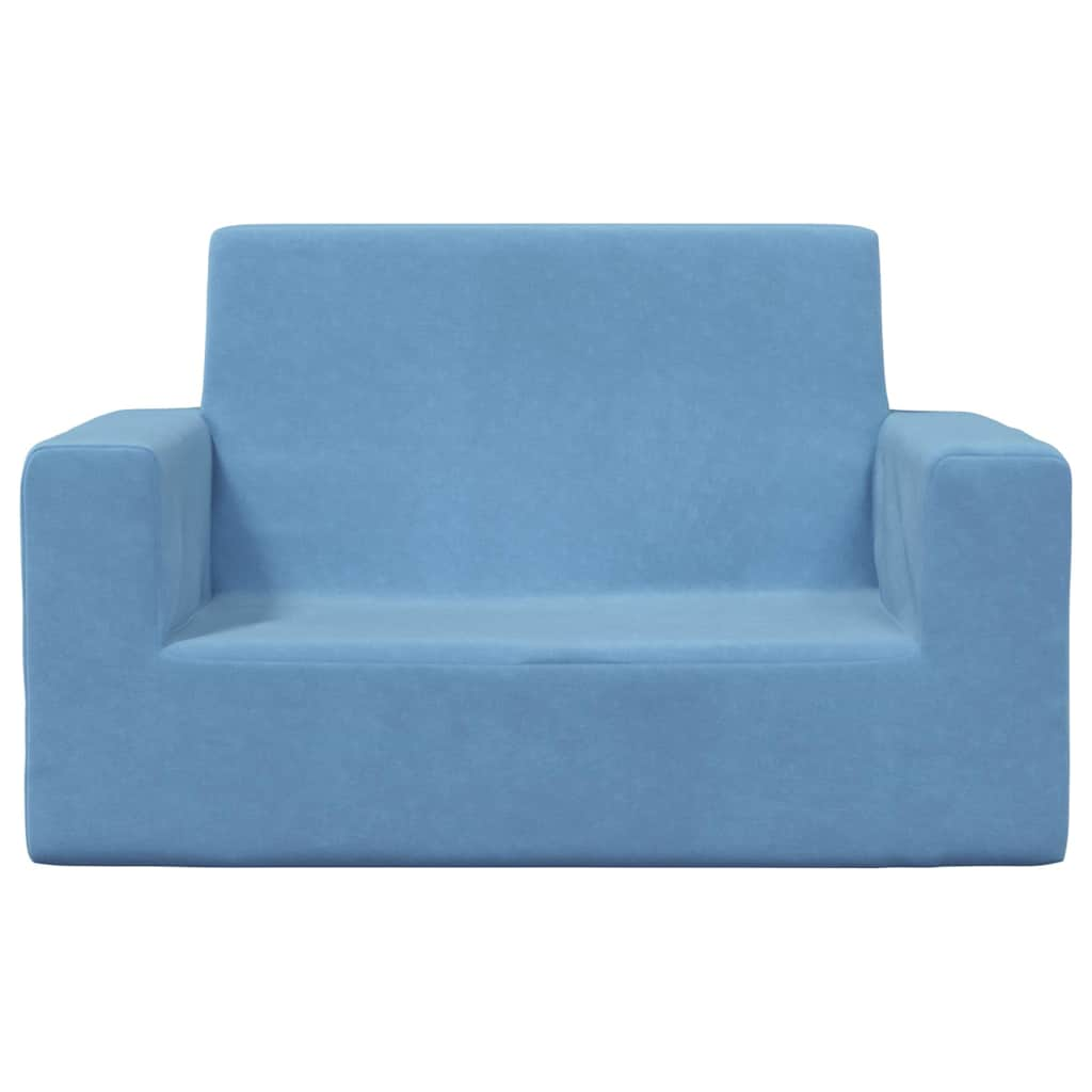 Children's Sofa 2-Seater Blue Soft Plush