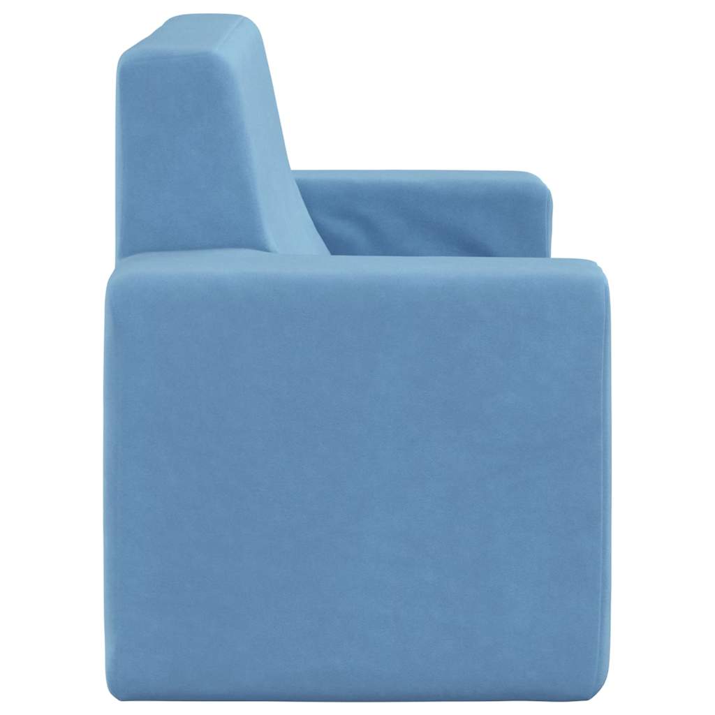 Kindersofa 2-Sitzer Blau Weich Plüsch