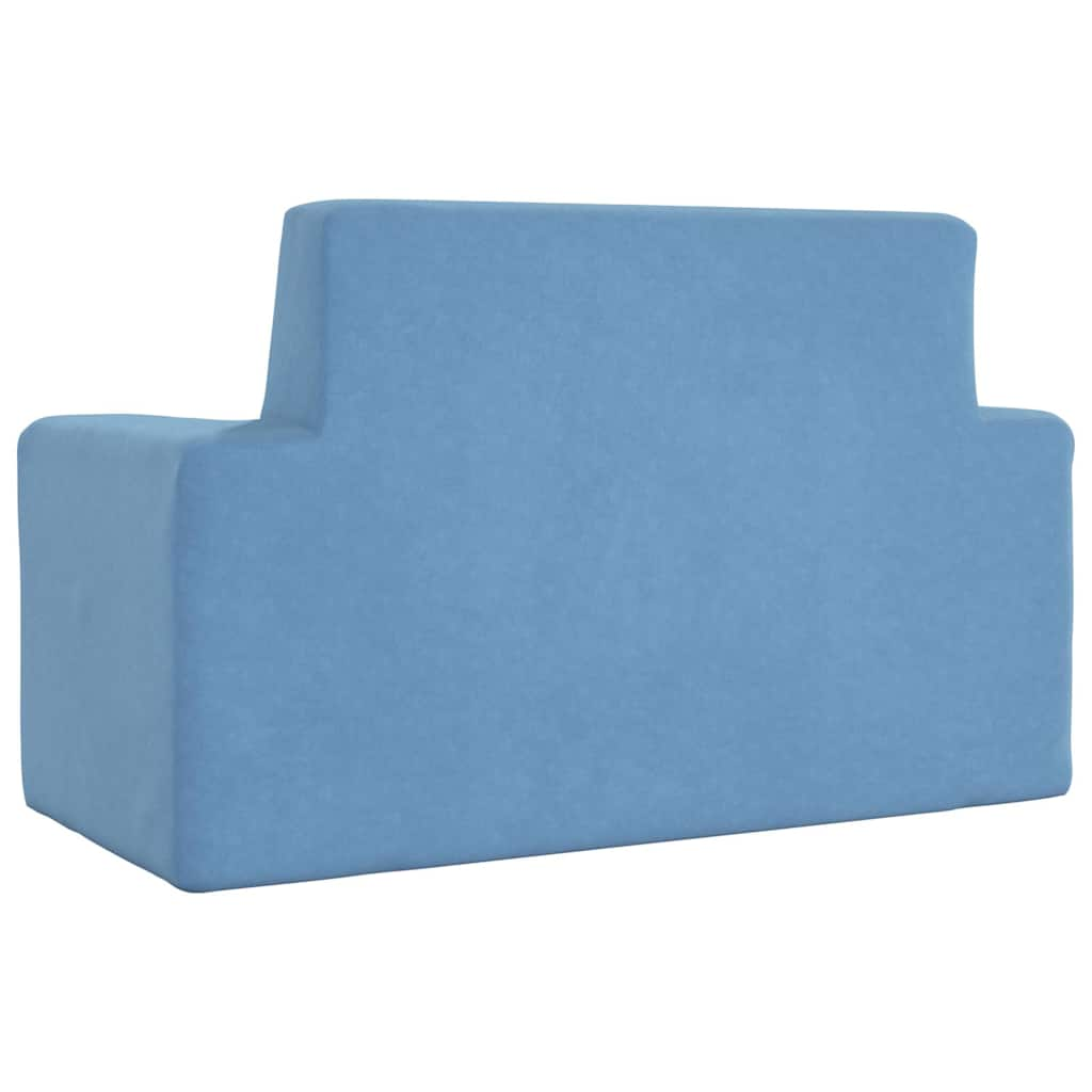 Children's Sofa 2-Seater Blue Soft Plush