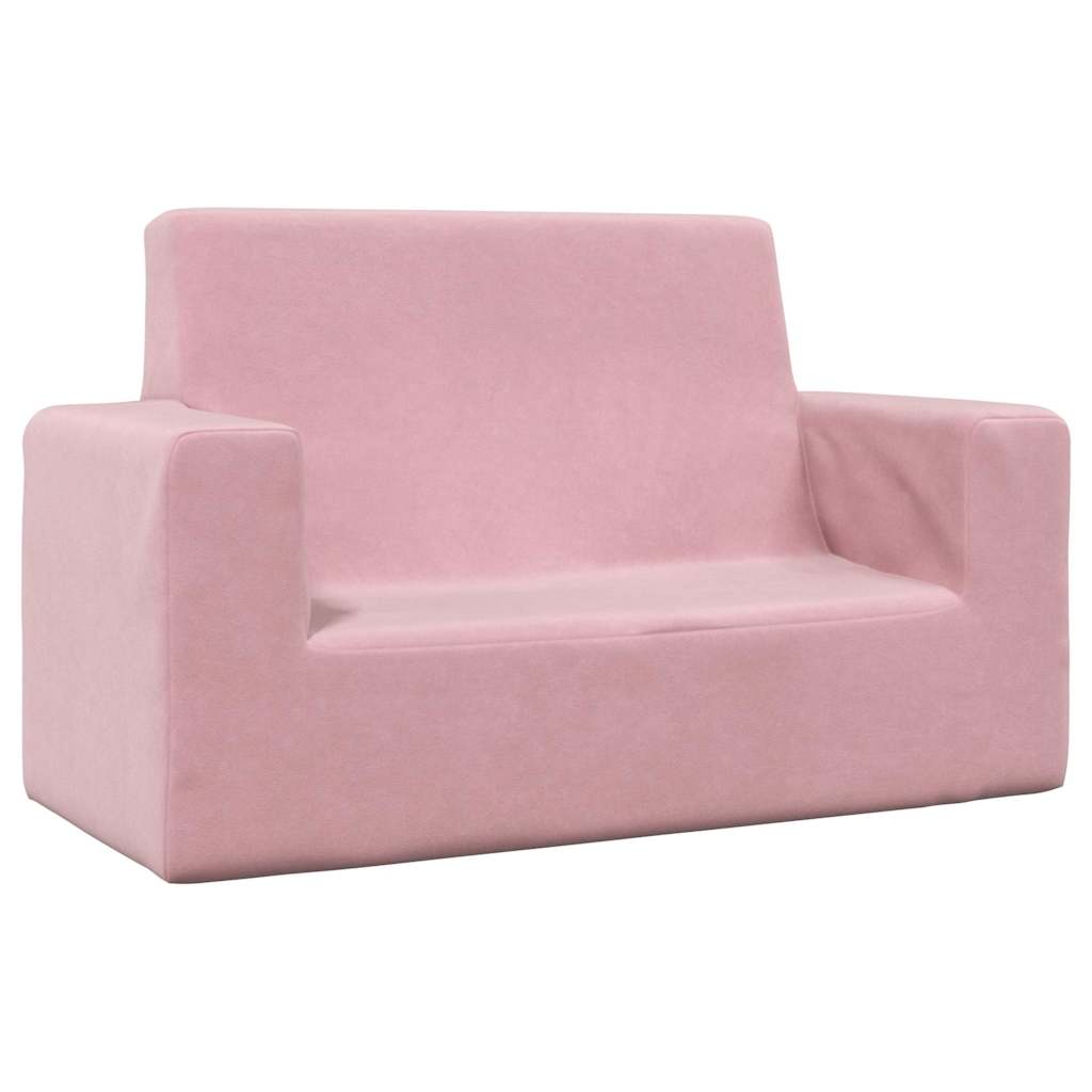 Children's Sofa 2-Seater Pink Soft Plush