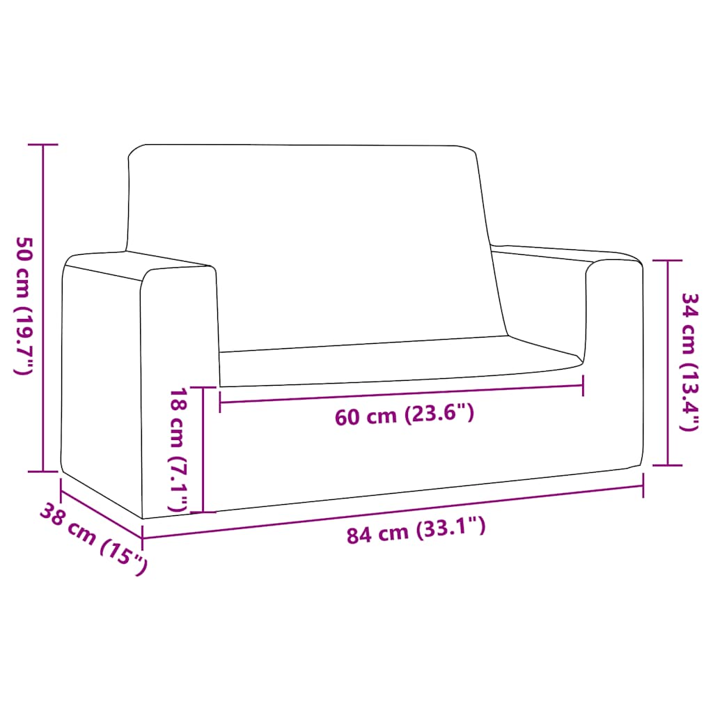 Children's Sofa 2-Seater Pink Soft Plush