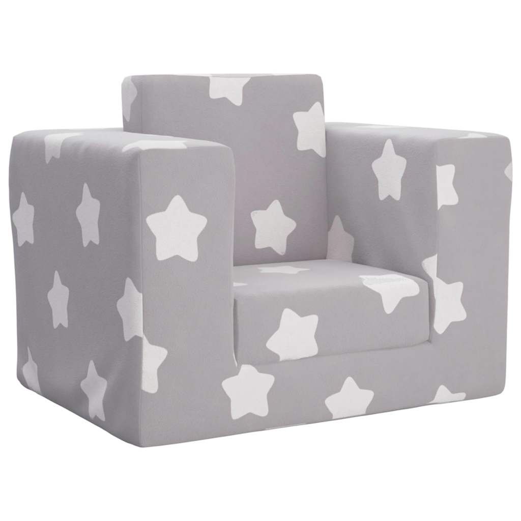 Sofa Bed for Children Light Gray Stars Soft Plush