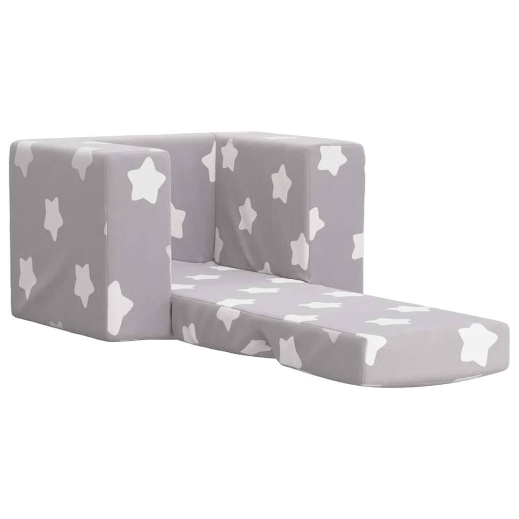 Sofa Bed for Children Light Gray Stars Soft Plush