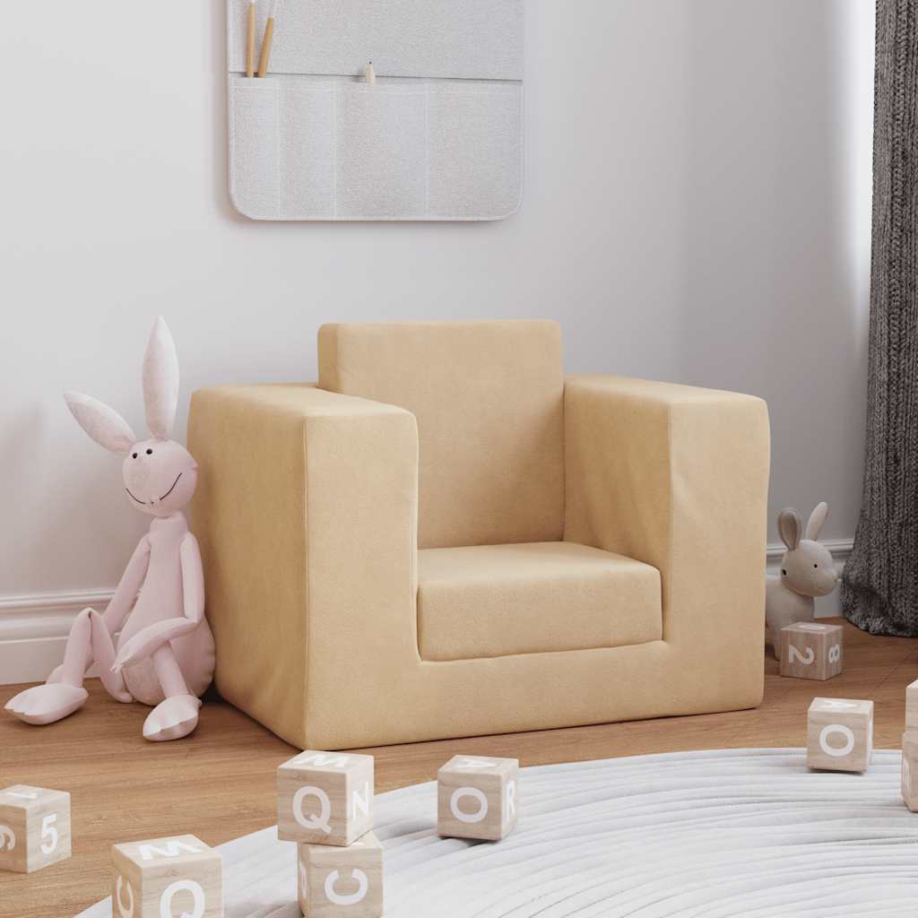 Sofa Bed for Children Cream Soft Plush