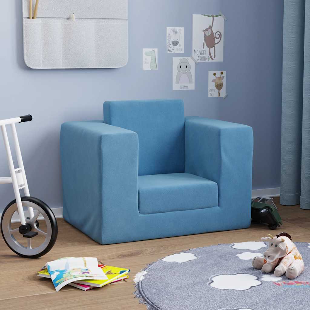 Sofa Bed for Children Blue Soft Plush