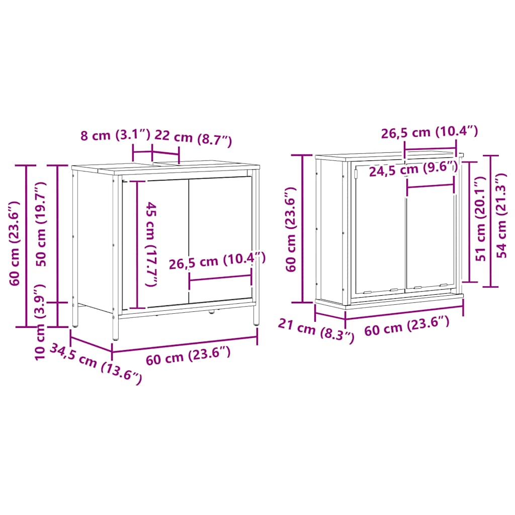 2-tlg. Badmöbel-Set Räuchereiche Holzwerkstoff