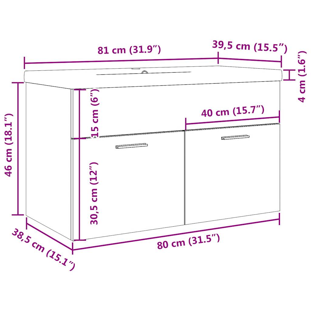 2-tlg. Badmöbel-Set Altholz-Optik Holzwerkstoff