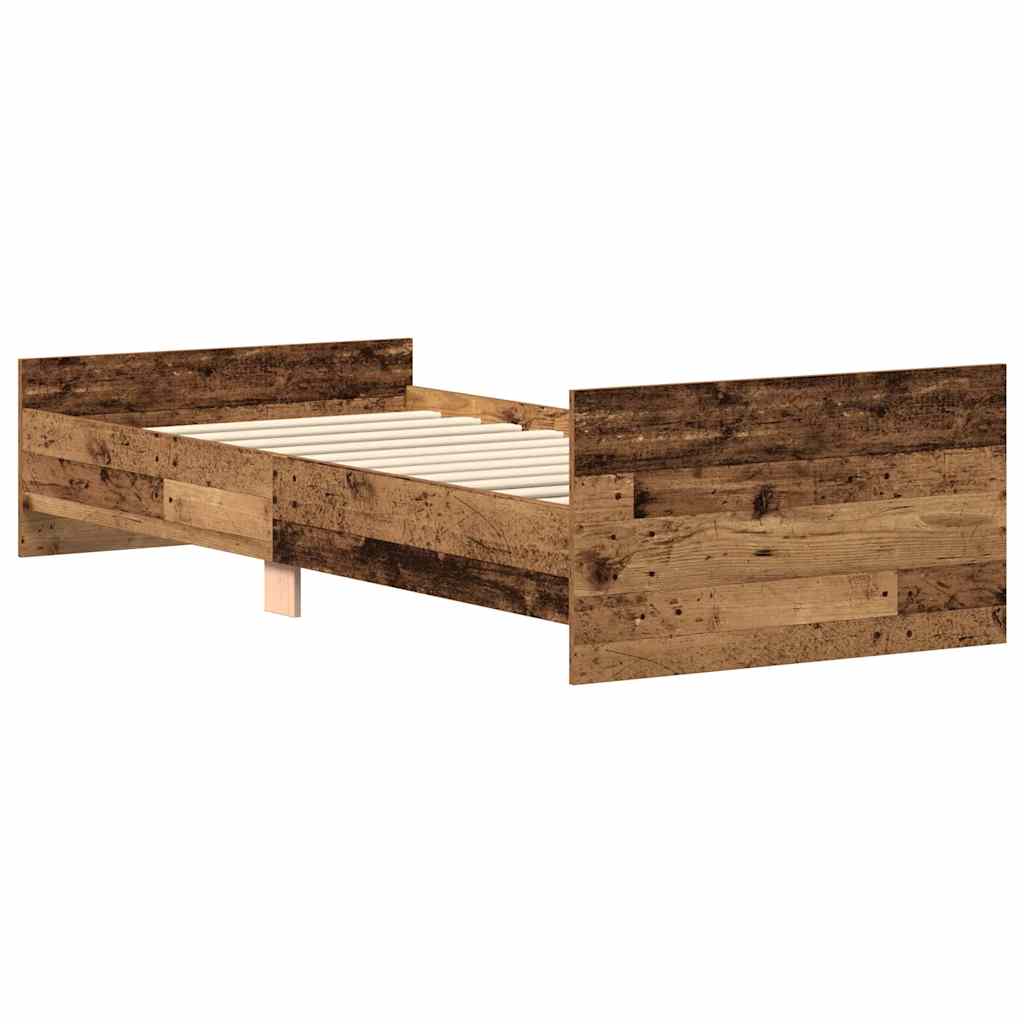 Bed frame without mattress old wood look 90x200cm wood material