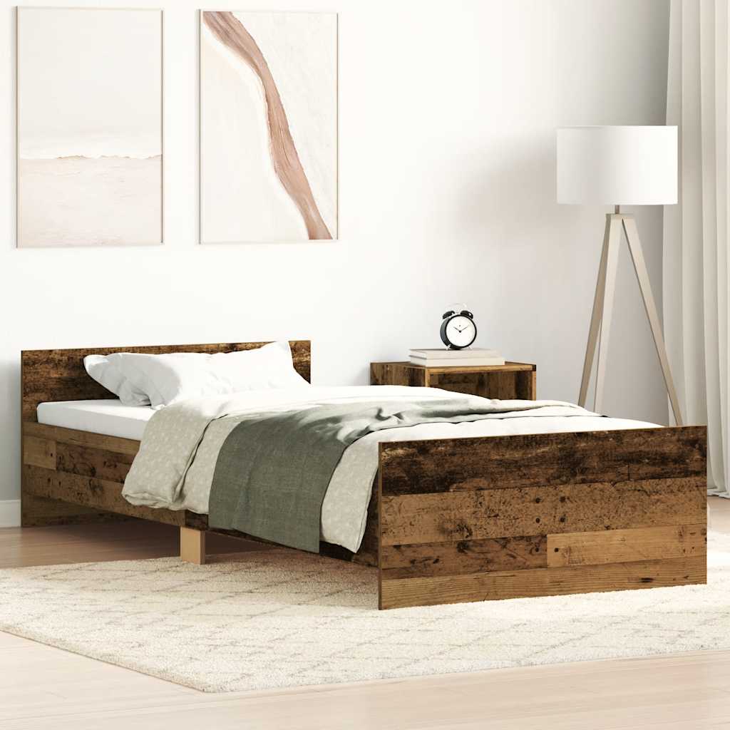 Bed frame without mattress old wood look 90x200cm wood material