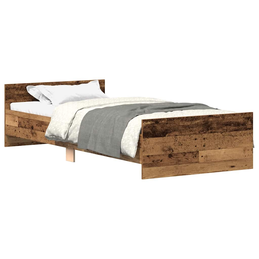 Bed frame without mattress old wood look 100x200cm wood material