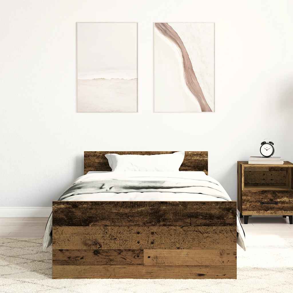 Bed frame without mattress old wood look 100x200cm wood material