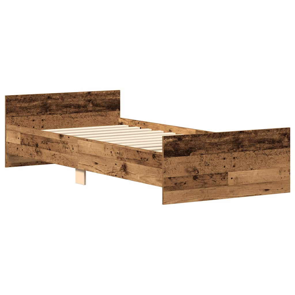 Bed frame without mattress old wood look 100x200cm wood material