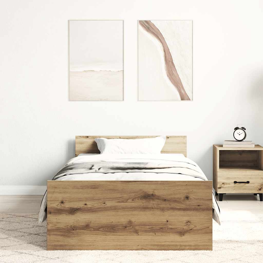 Bed frame without mattress Artisan oak 100x200cm wood material