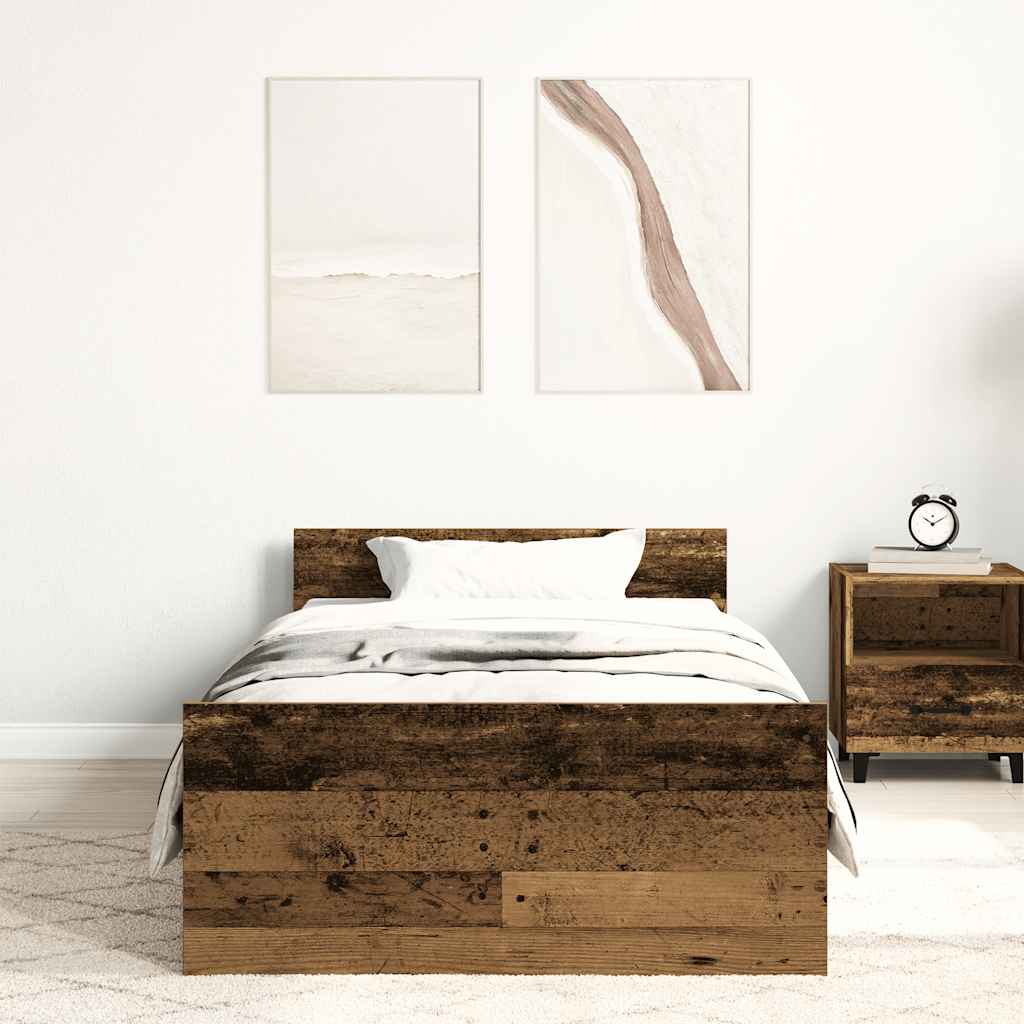 Bed frame without mattress old wood look 90x190cm wood material