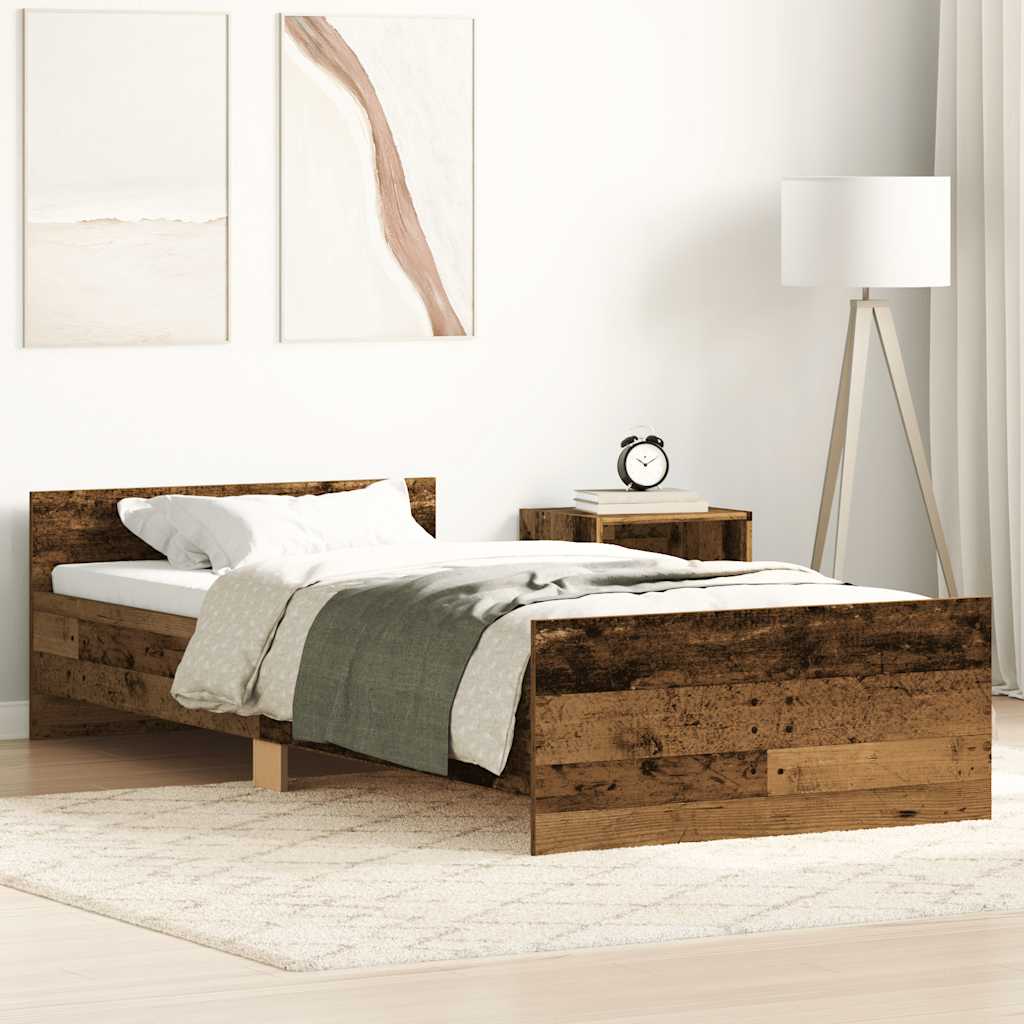 Bed frame without mattress old wood look 90x190cm wood material