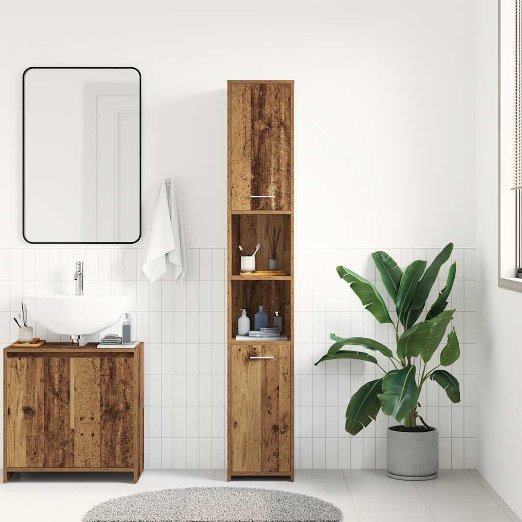 Bathroom cabinet old wood look 30x30x183.5 cm wood material